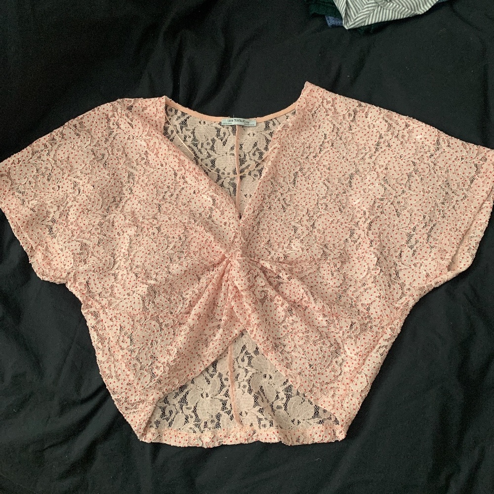Lace pink floral top